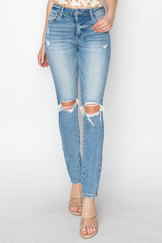 Risen Full Size High Rise Knee Distressed Skinny Jeans