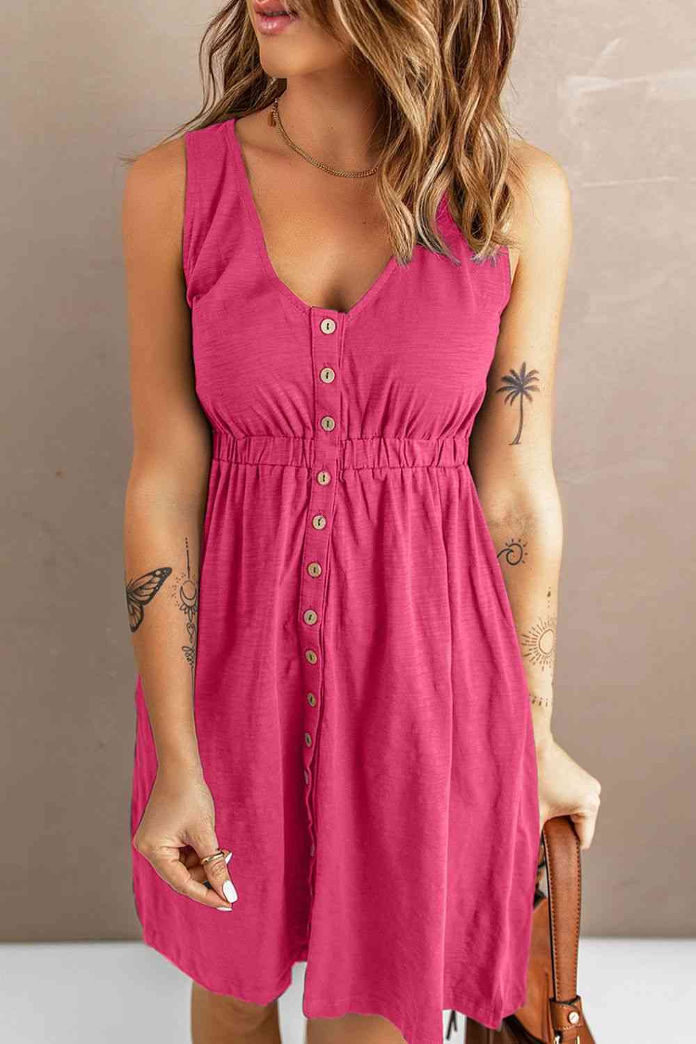 Sleeveless Button Down Mini Magic Dress