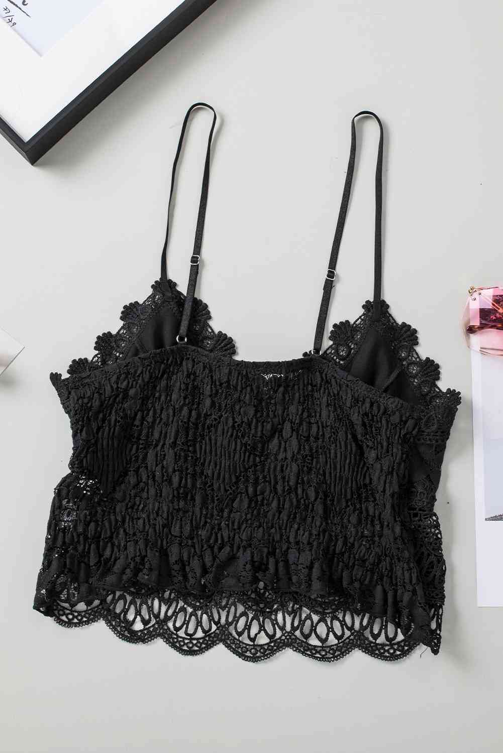 V-Neck Lace Cropped Cami